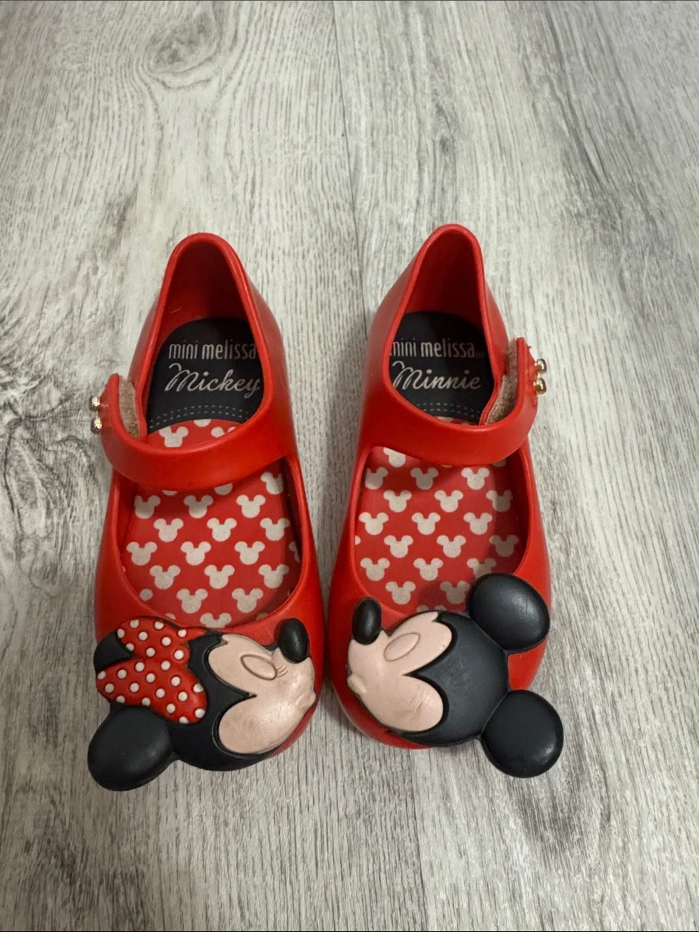 Mini Melissa Red Minnie & Mickey Mary Jane Jelly Shoes